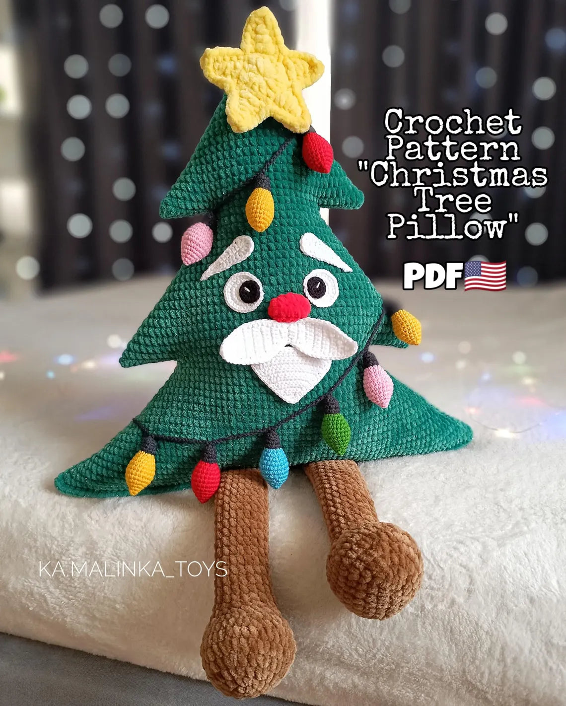 Crochet Pattern Christmas Tree Pillow