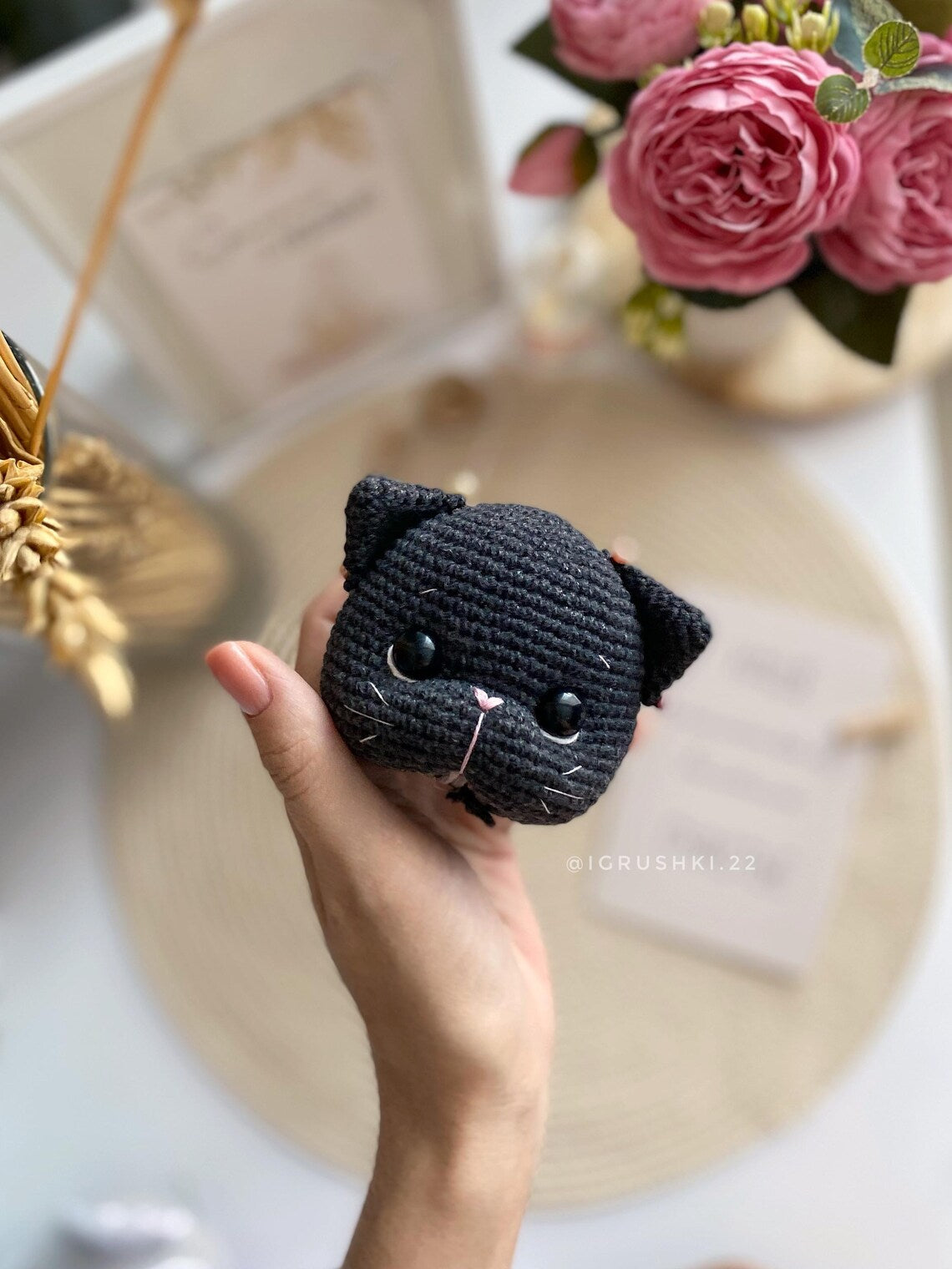 Crochet pattern black cat PDF in Eng