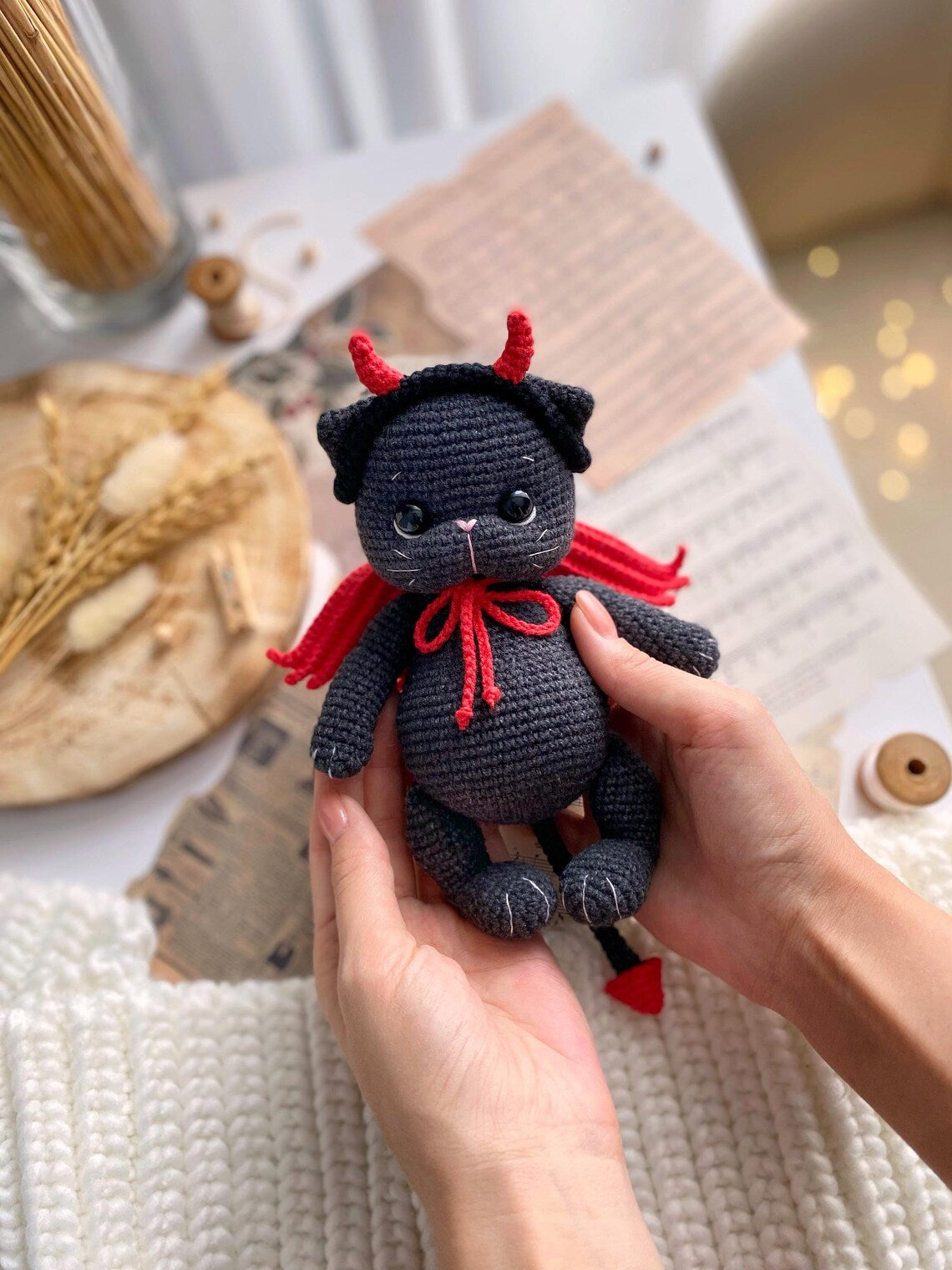 Crochet pattern black cat PDF in Eng